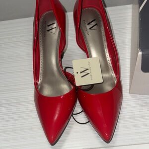 Worthington Red Patent Pointed Toe Pumps